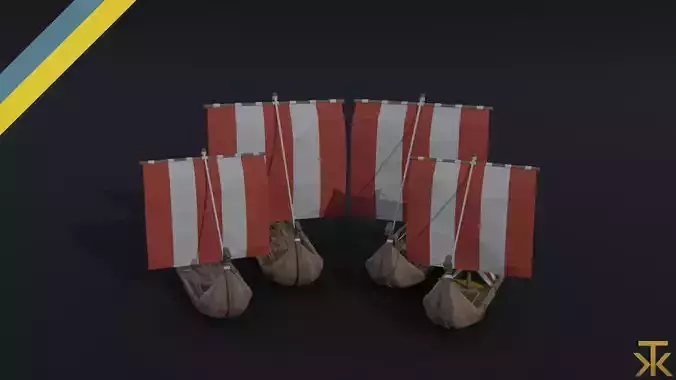 Cartoon ships drakar Polygonal Style