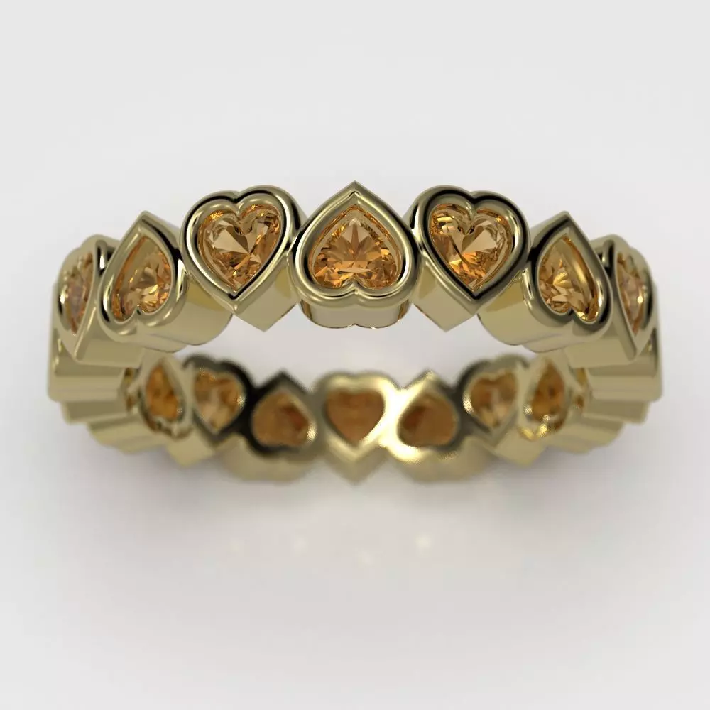 Bezel Heart diamond ring 3D print model_0