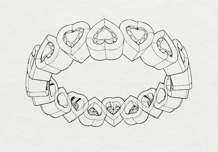 Bezel Heart diamond ring 3D print model_9