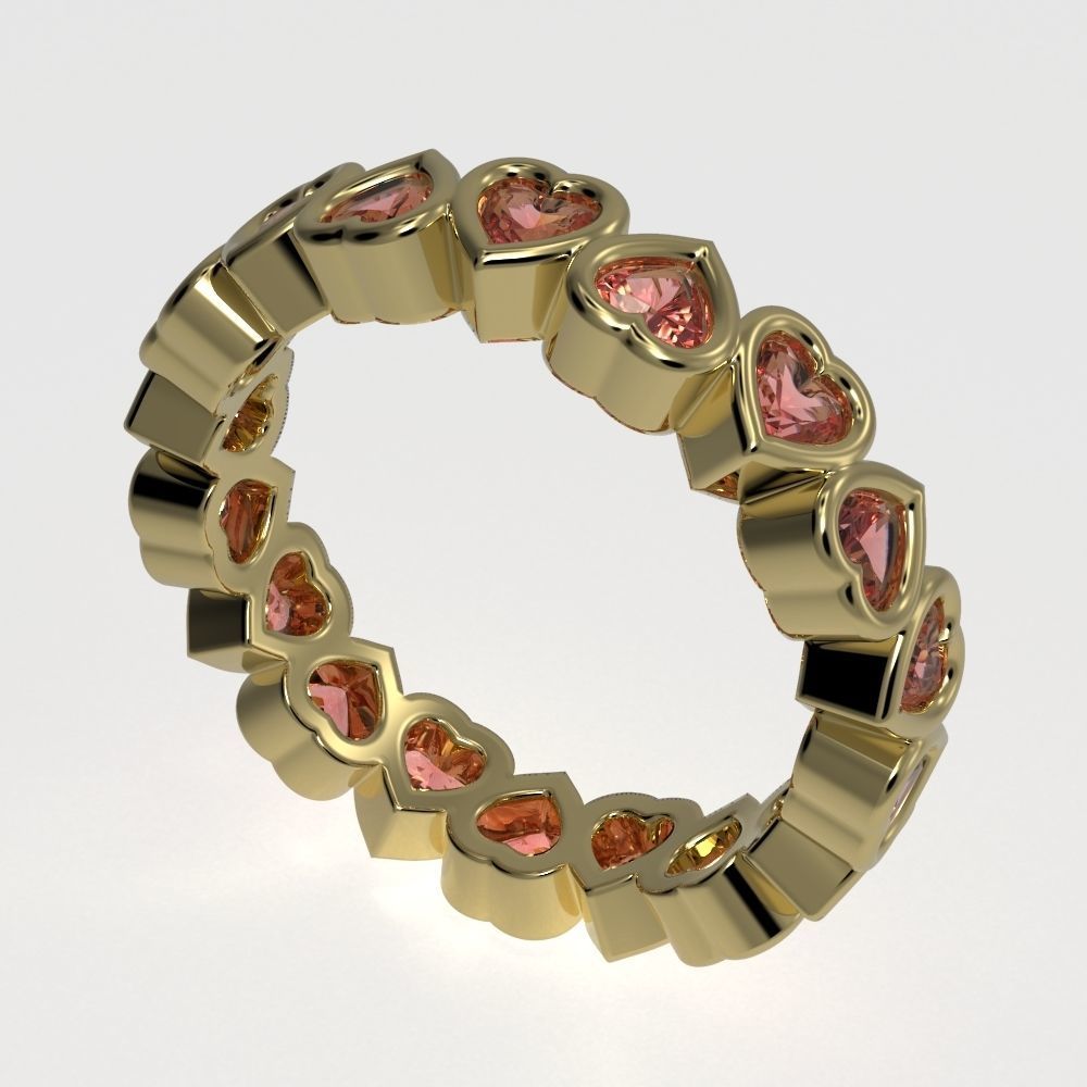 Bezel Heart diamond ring 3D print model_7