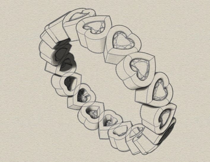 Bezel Heart diamond ring 3D print model_23