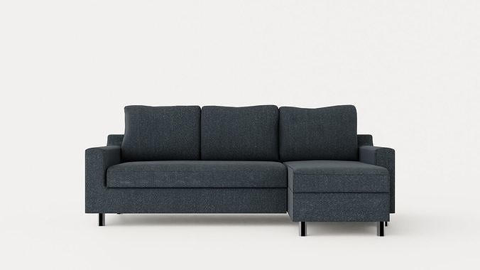 Razon Divan Bed Sofa Right Dark Gray Low-poly 3D model