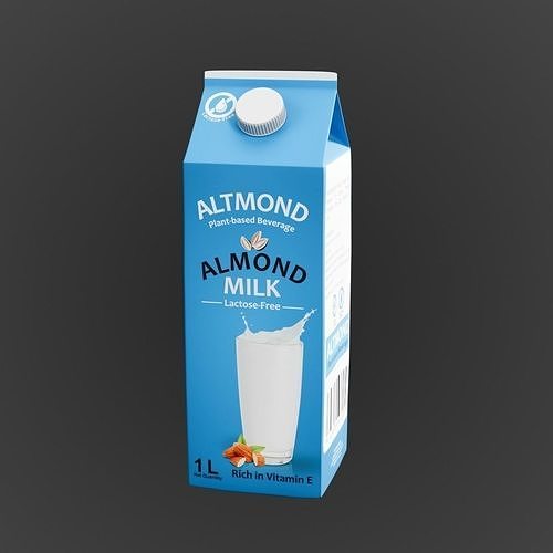 Almond Milk carton Low-poly 3D model