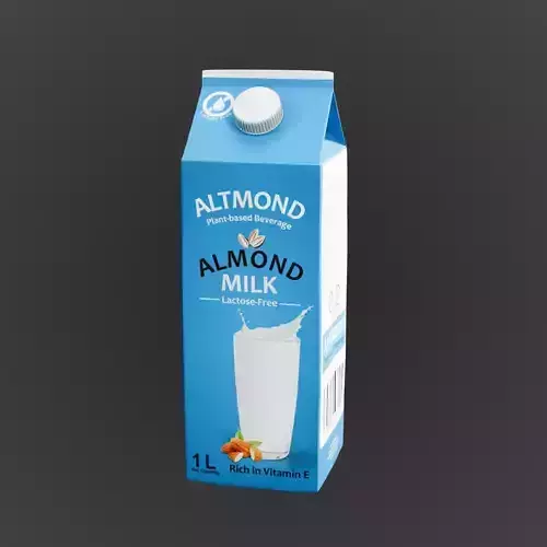Almond Milk carton Low-poly 3D model
