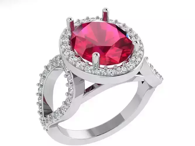 Oval Halo Split Shank Ring 3444