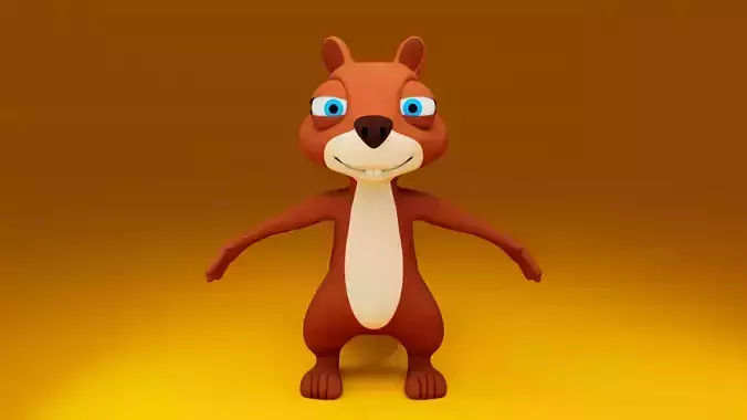 Playful Stylized Cartoon Squirrel  3D model