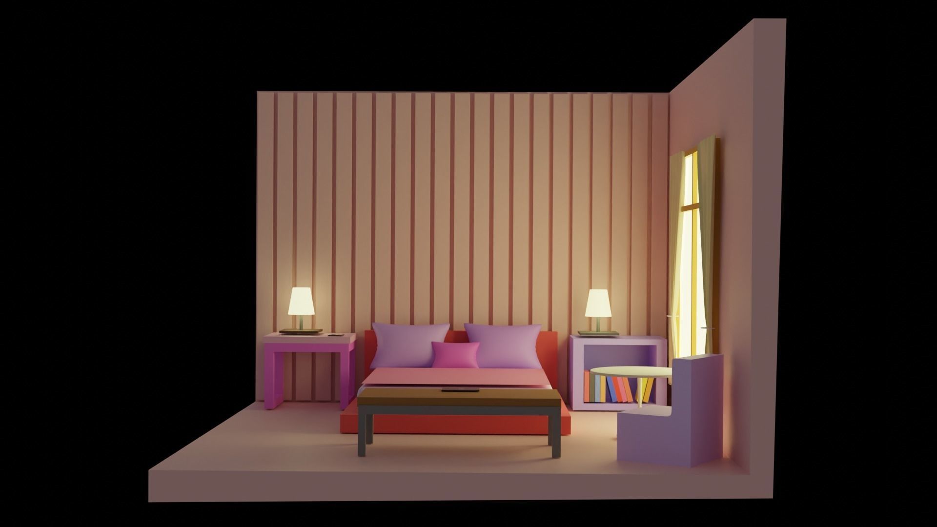 Room lowpoly 3D model_1