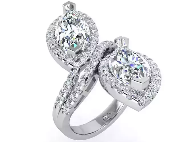 Marquise Halo Spiral Ring 3454