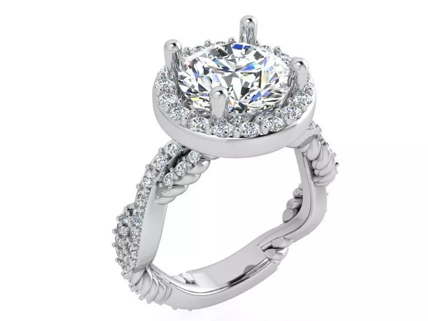 Round Halo Twisted Ring 3456 3D print model