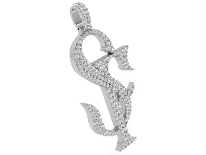 SF Letter Pave Pendant 3473