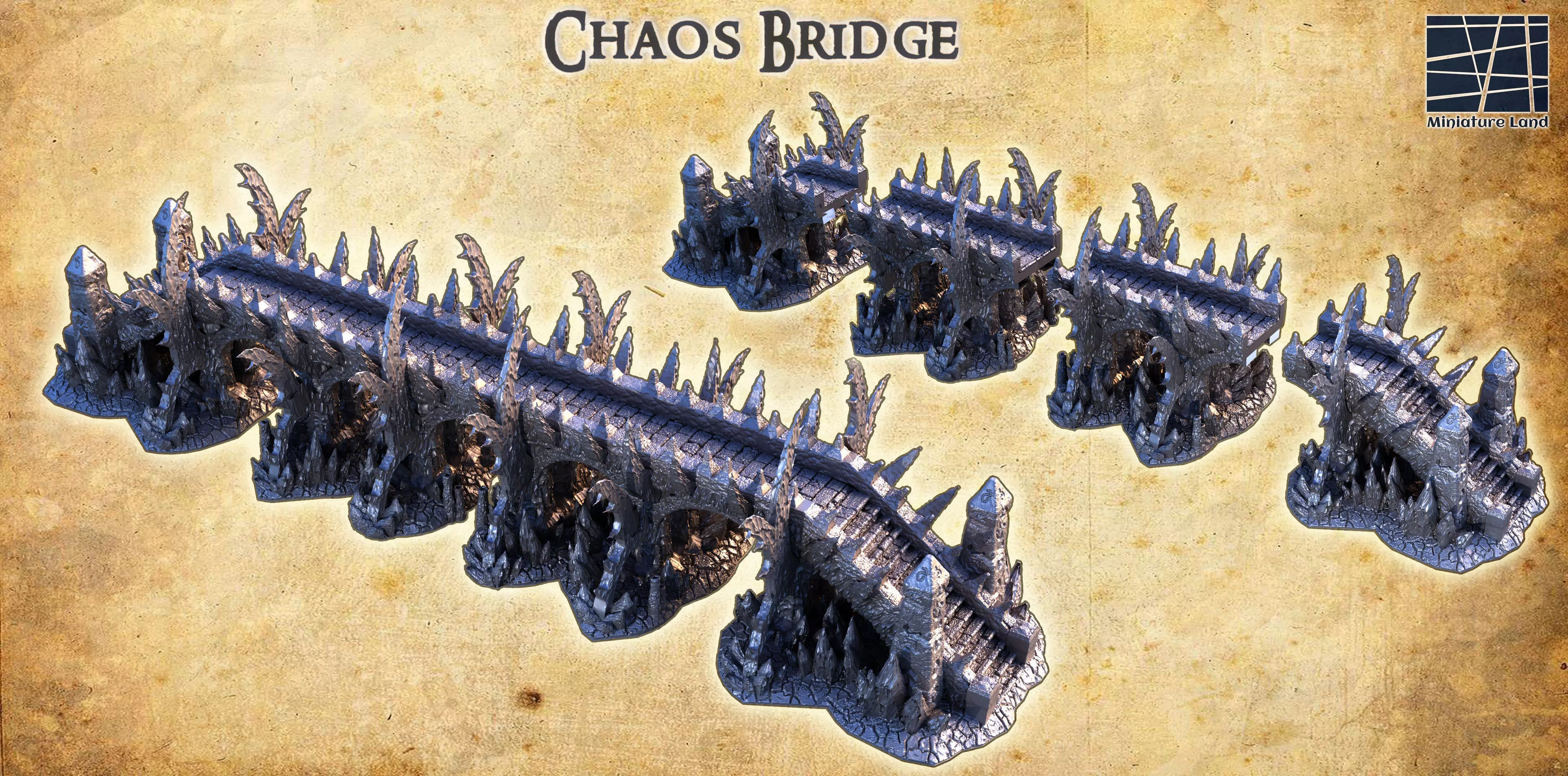 Chaos Bridge Tabletop Terrain 28 mm 3D print model_0