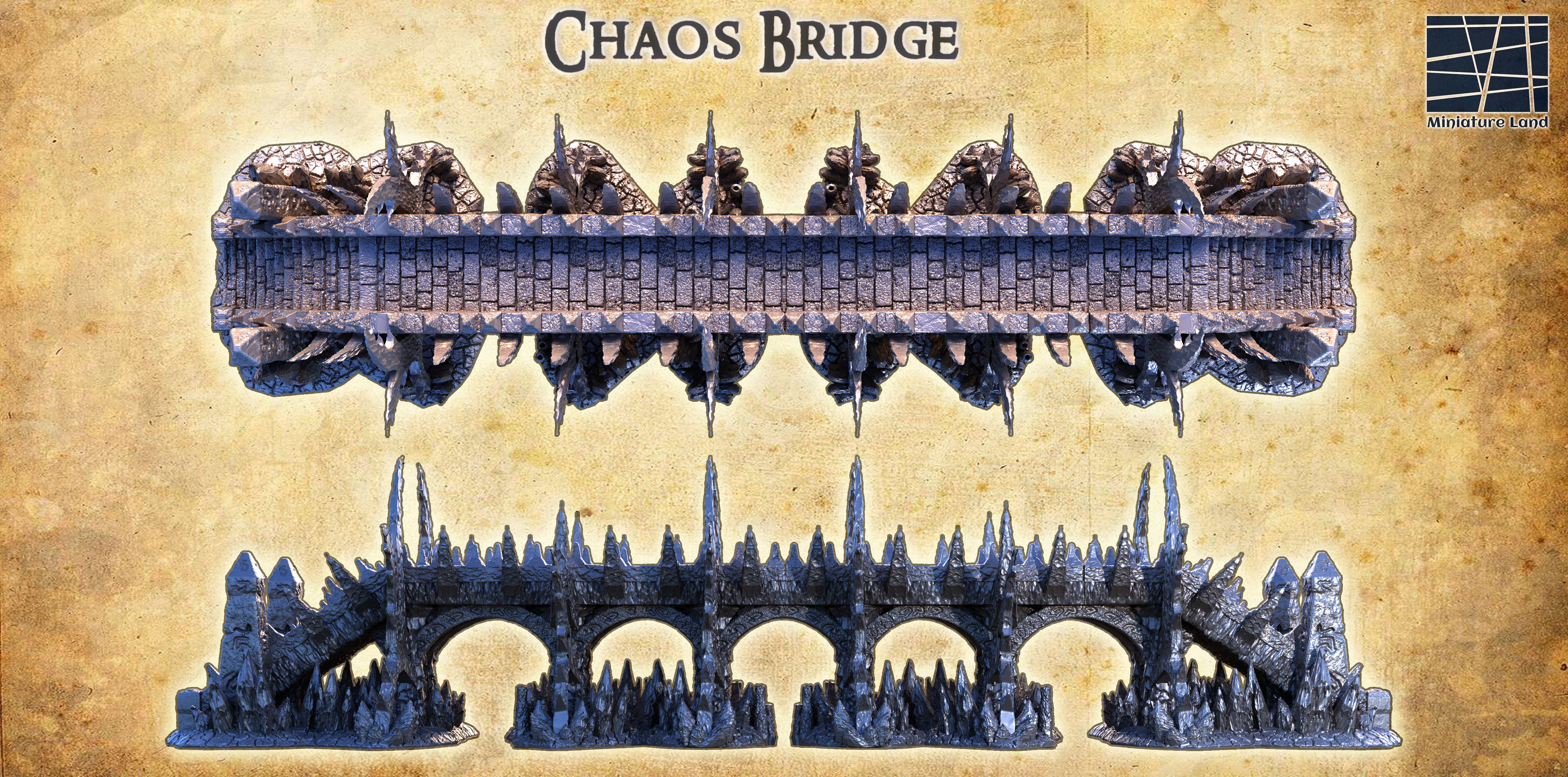 Chaos Bridge Tabletop Terrain 28 mm 3D print model_1