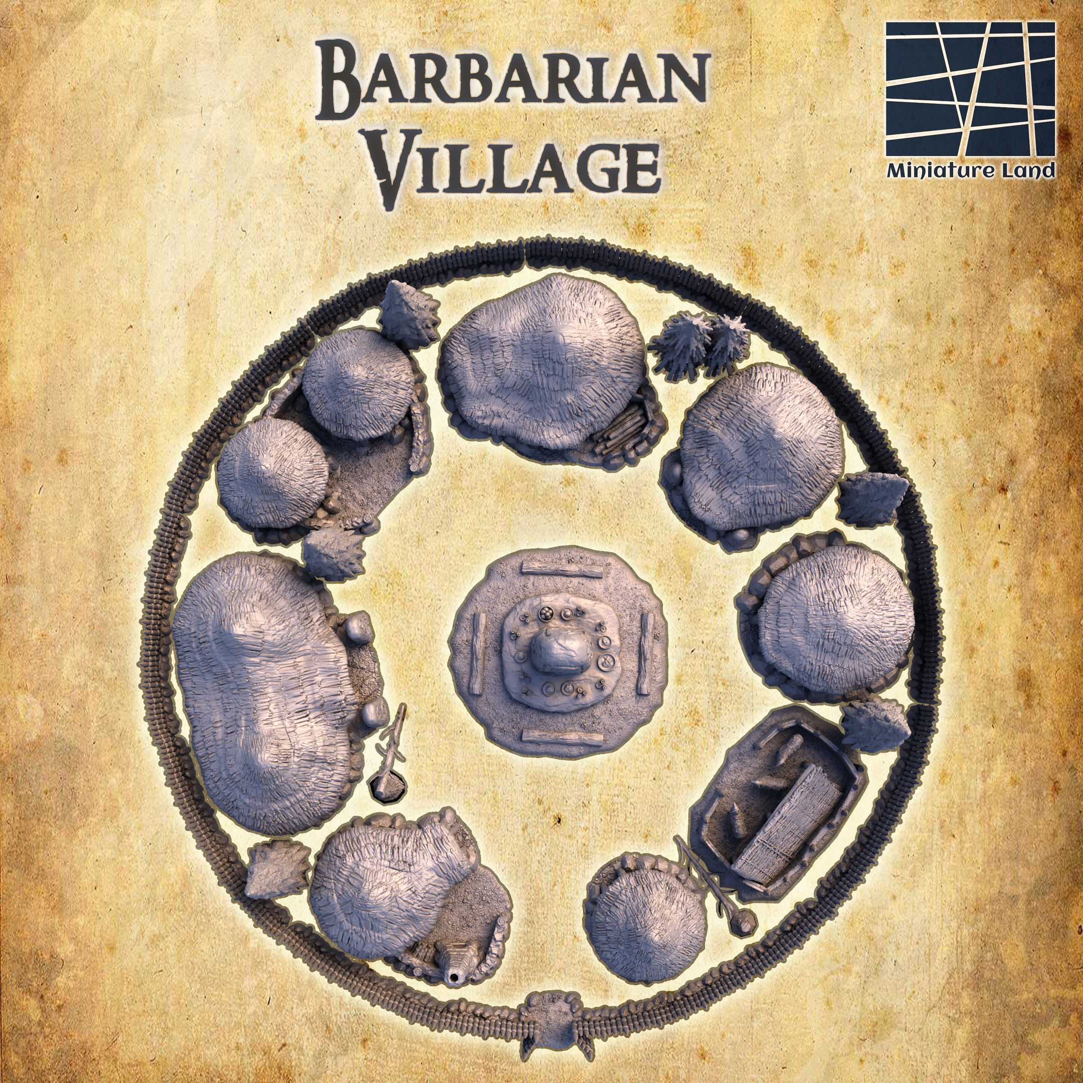 Barbarian Village Tabletop Terrain 28 MM 3D print model_5
