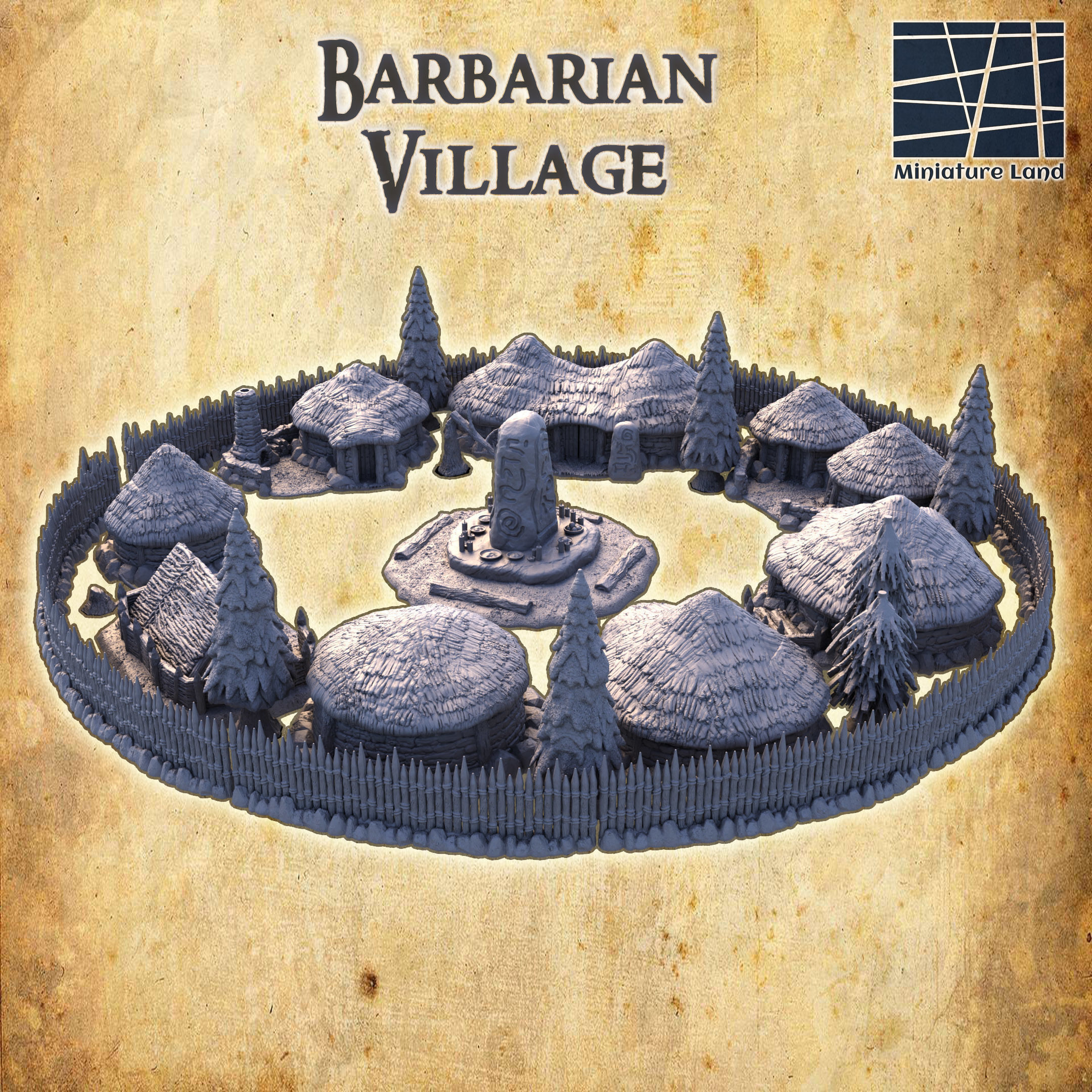 Barbarian Village Tabletop Terrain 28 MM 3D print model_3