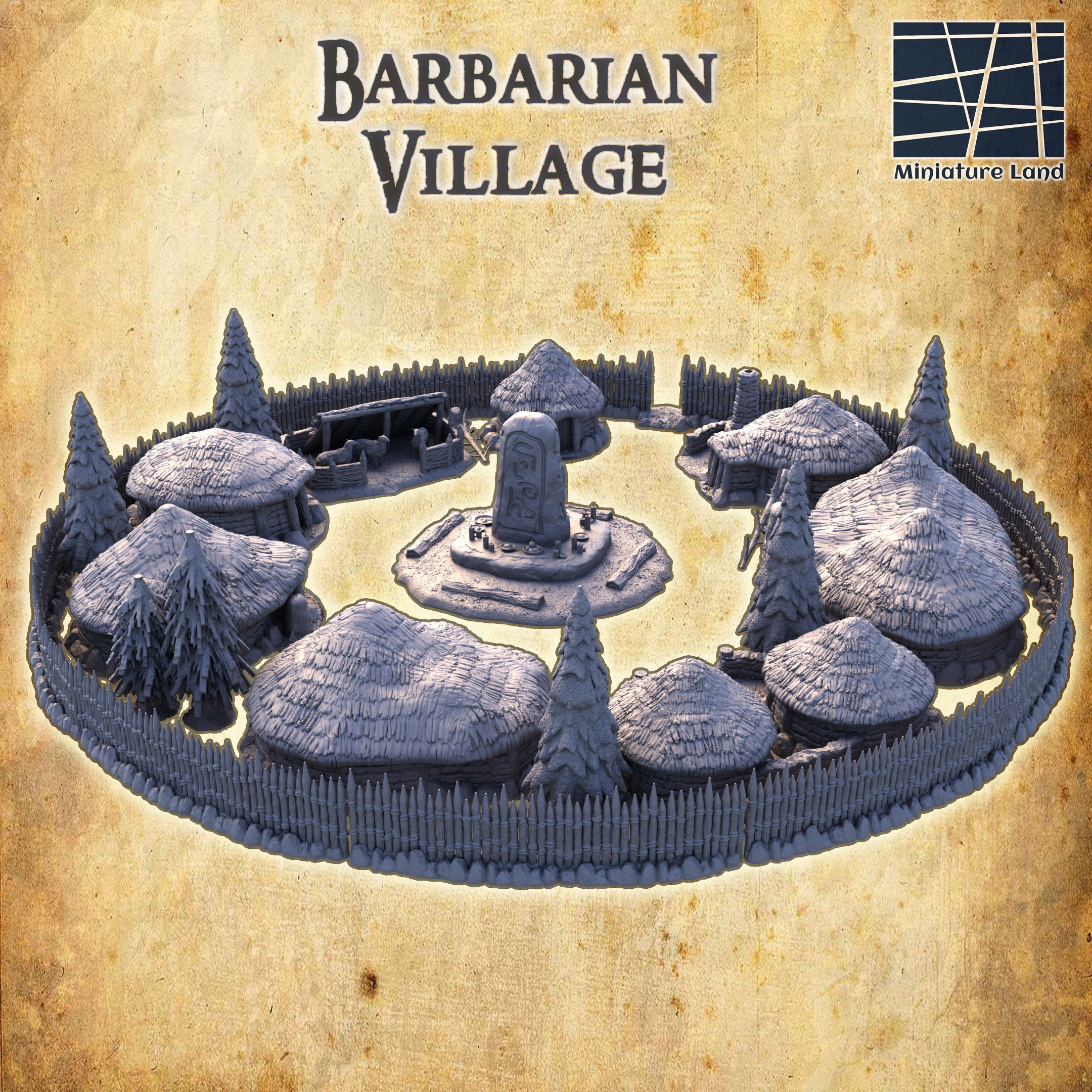 Barbarian Village Tabletop Terrain 28 MM 3D print model_2