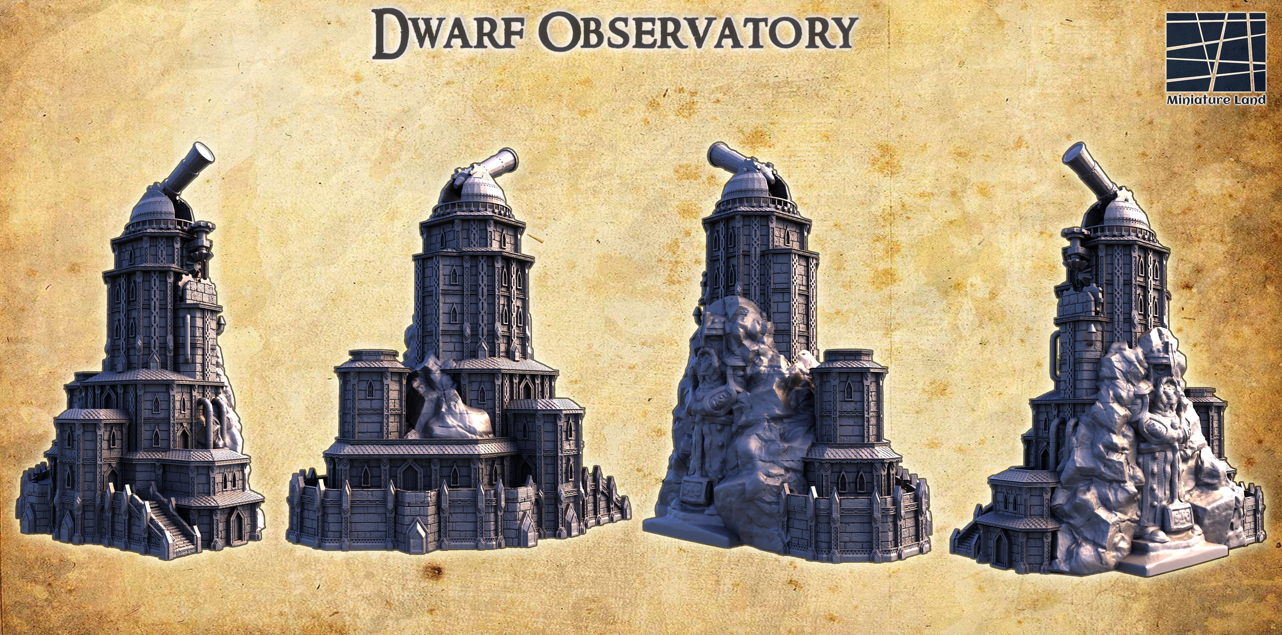 Dwarf Observatory Tabletop Terrain 28 MM 3D print model_1