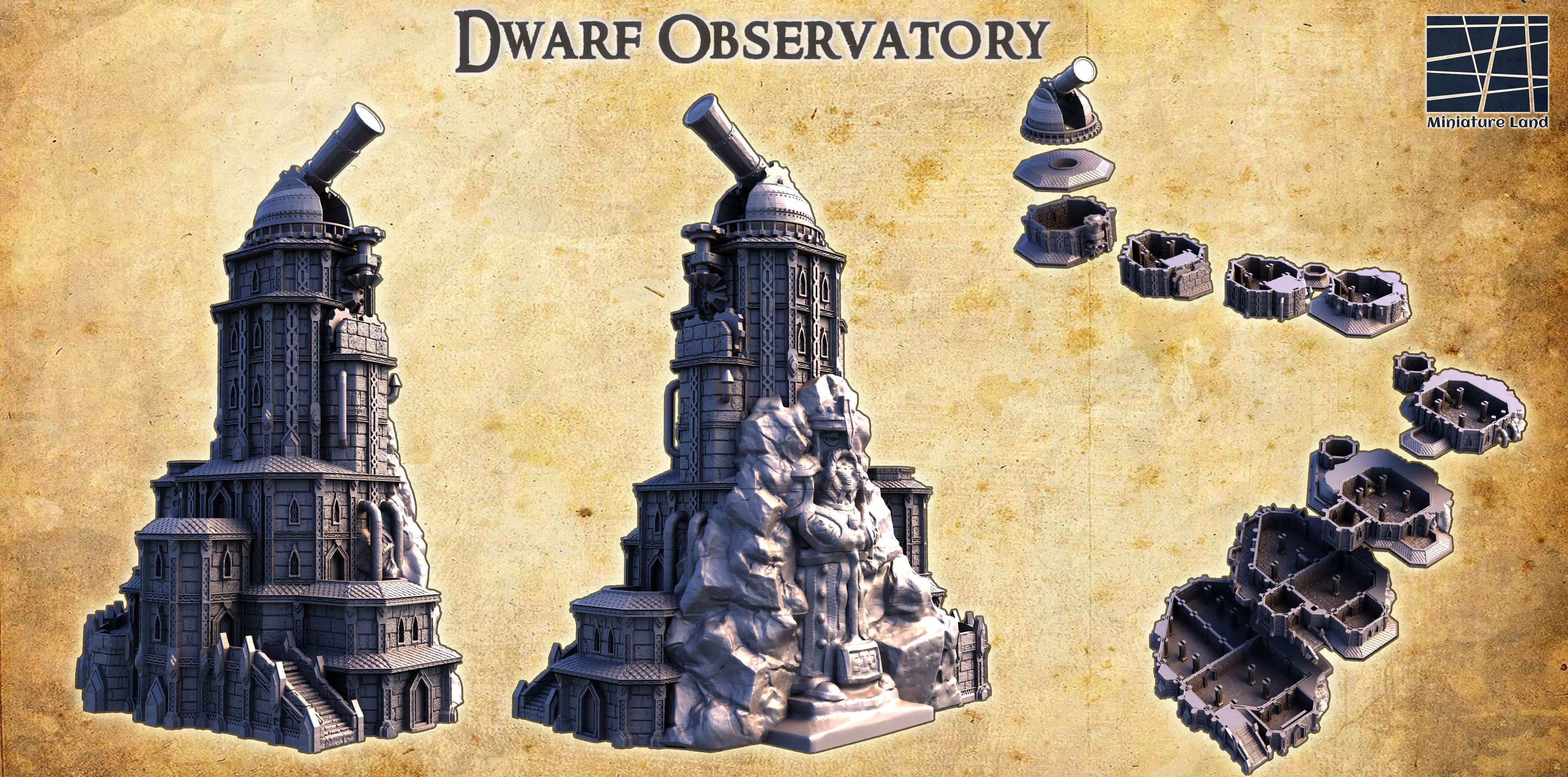 Dwarf Observatory Tabletop Terrain 28 MM 3D print model_0