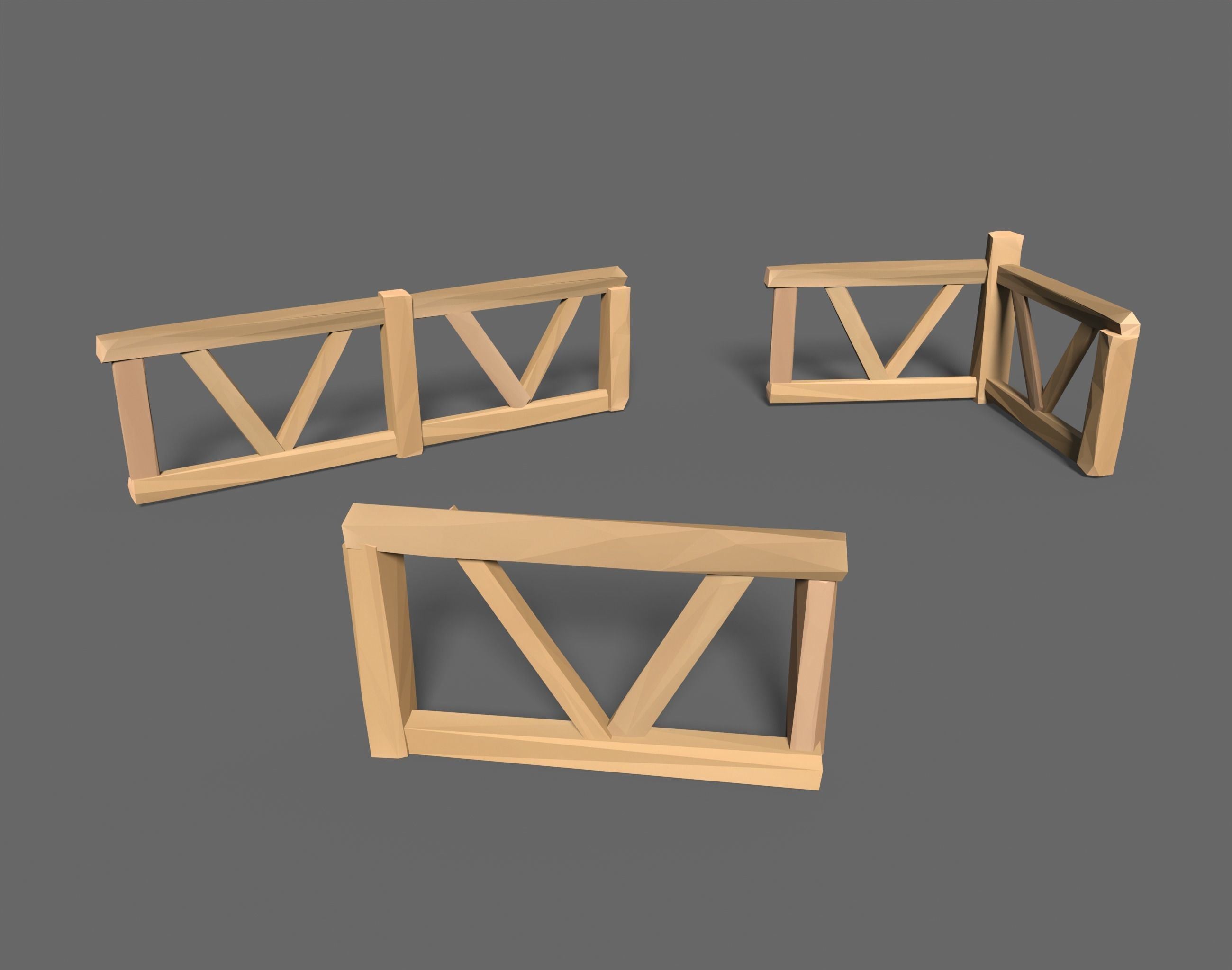 65 Lowpoly Wooden Game Assets - Stylized Low-poly 3D model_11
