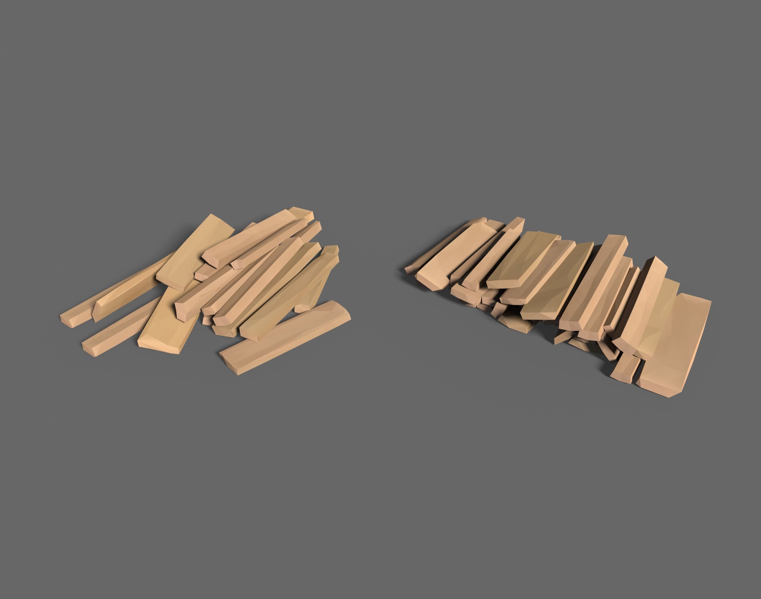 65 Lowpoly Wooden Game Assets - Stylized Low-poly 3D model_15