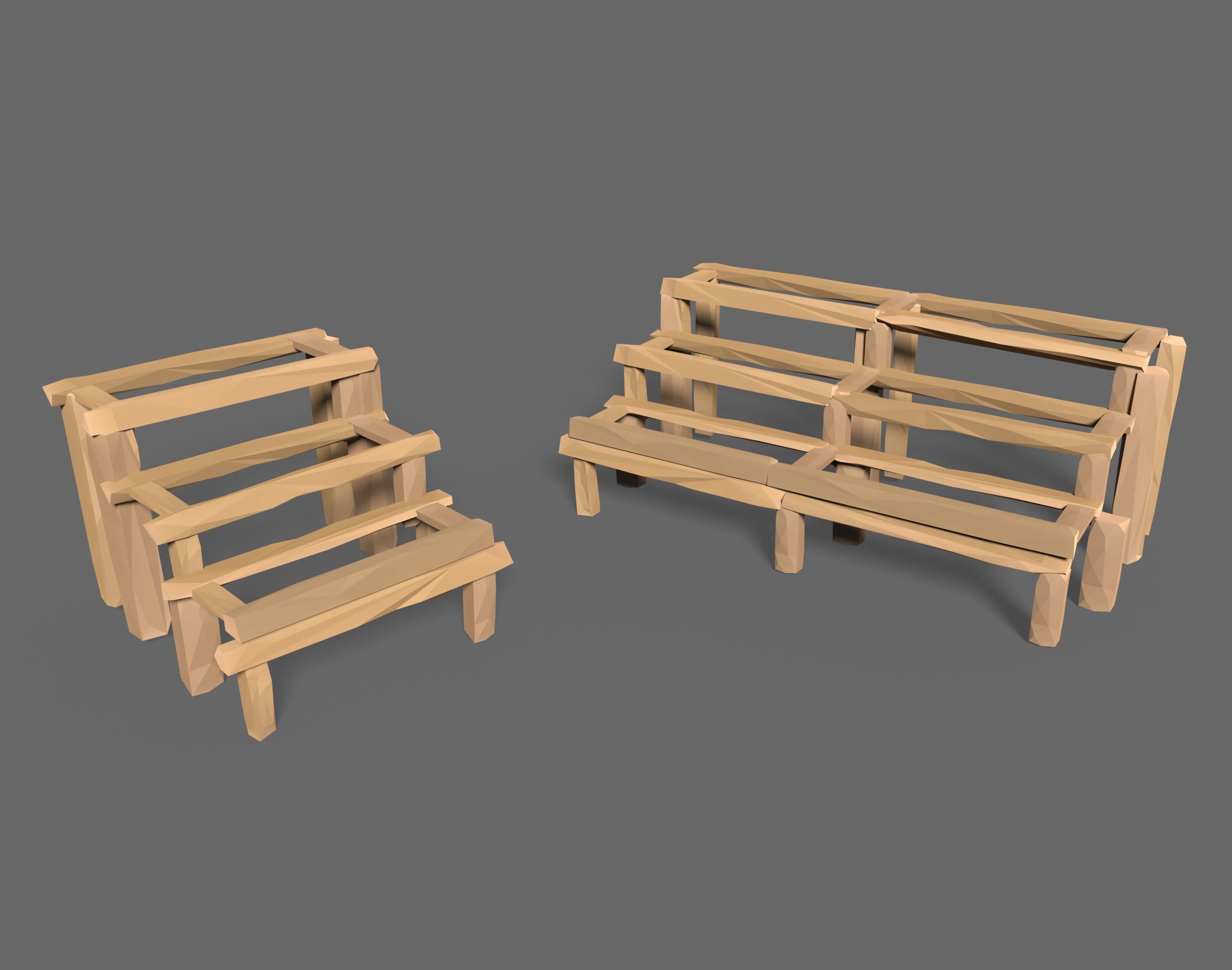 65 Lowpoly Wooden Game Assets - Stylized Low-poly 3D model_10