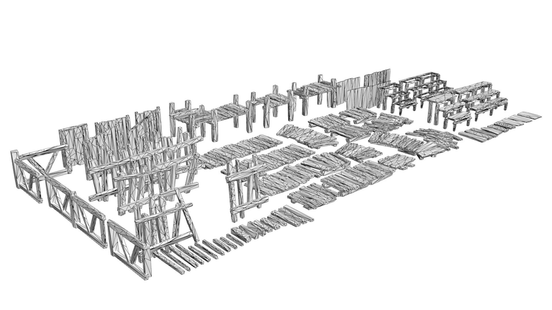 65 Lowpoly Wooden Game Assets - Stylized Low-poly 3D model_19