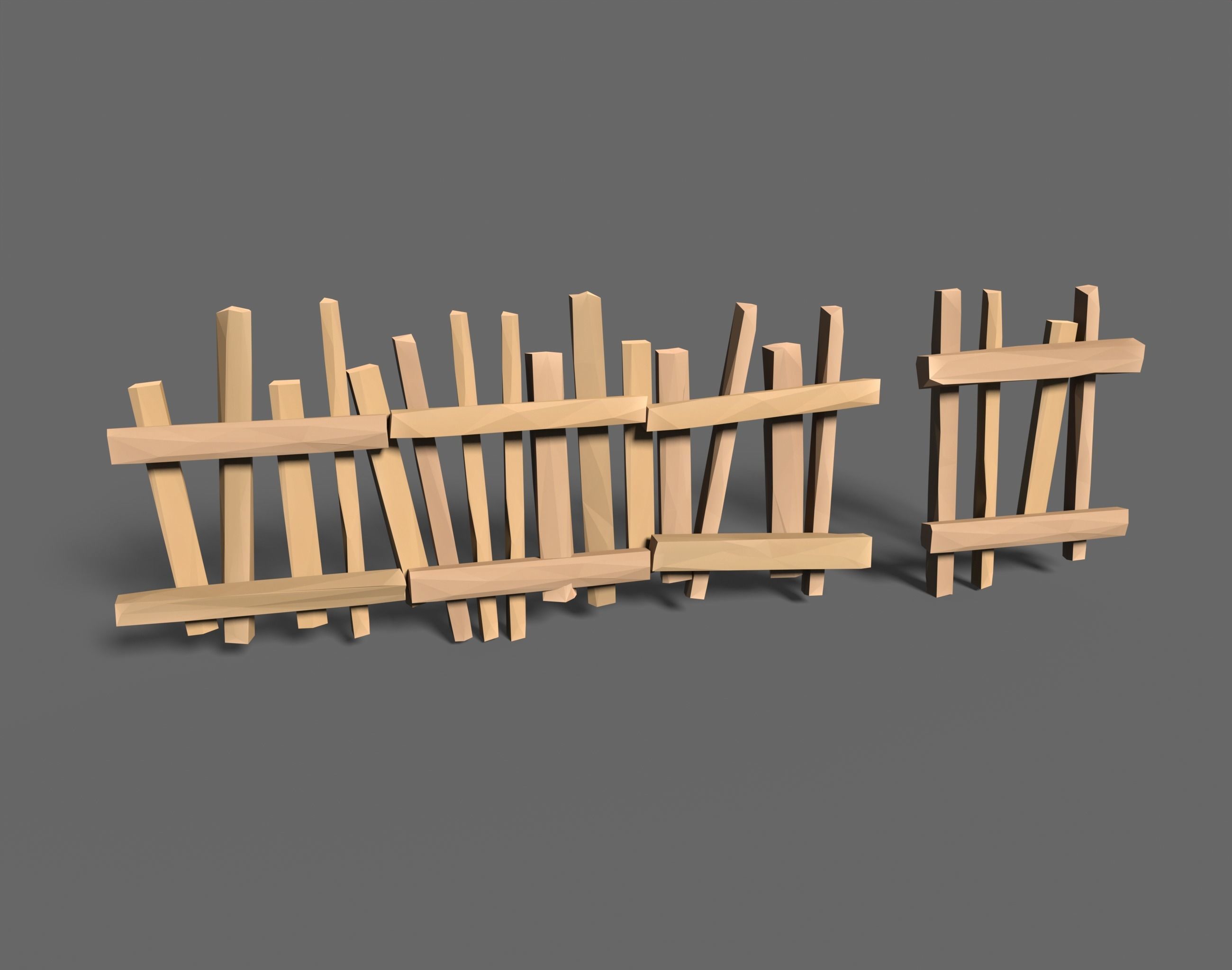 65 Lowpoly Wooden Game Assets - Stylized Low-poly 3D model_5