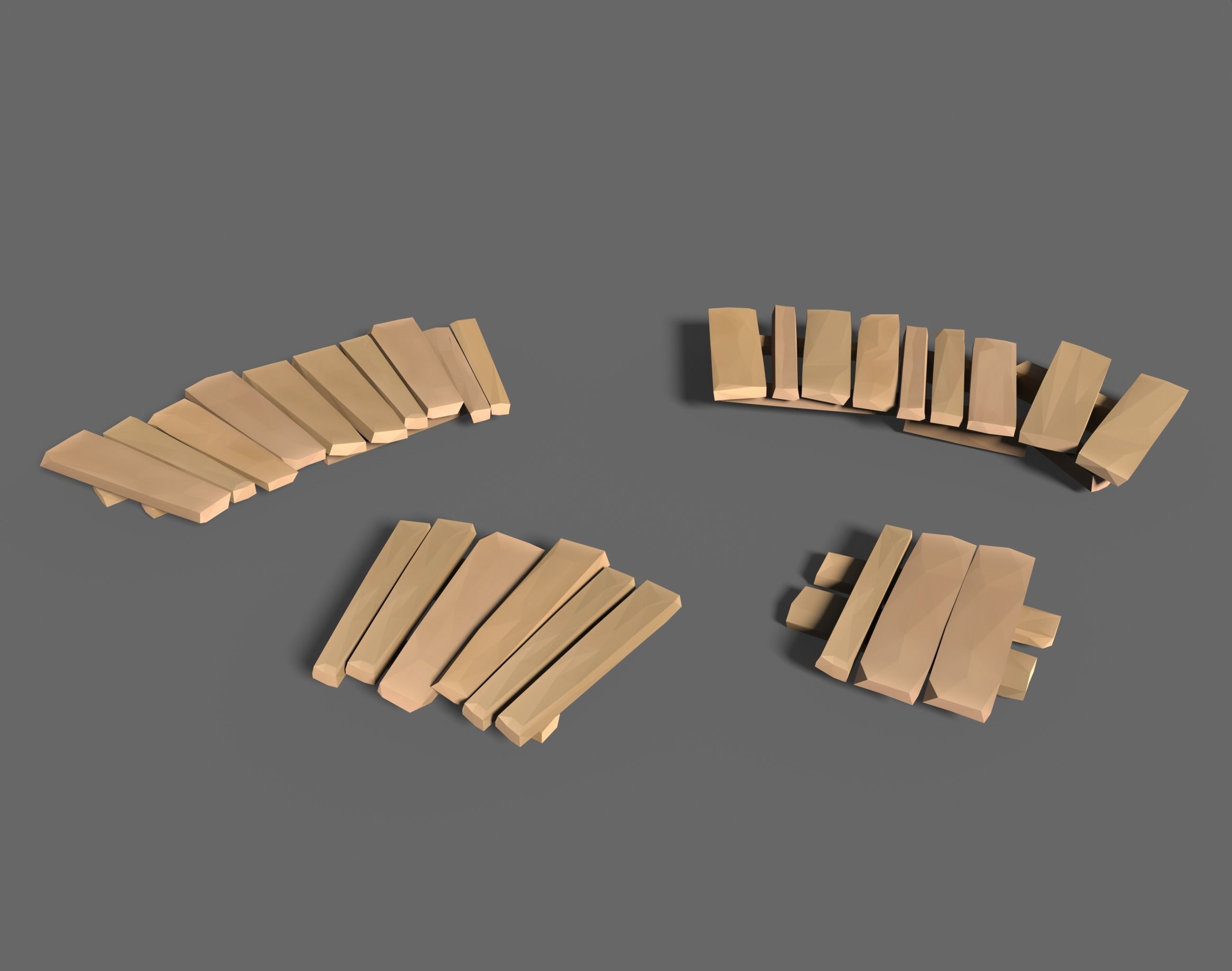 65 Lowpoly Wooden Game Assets - Stylized Low-poly 3D model_16