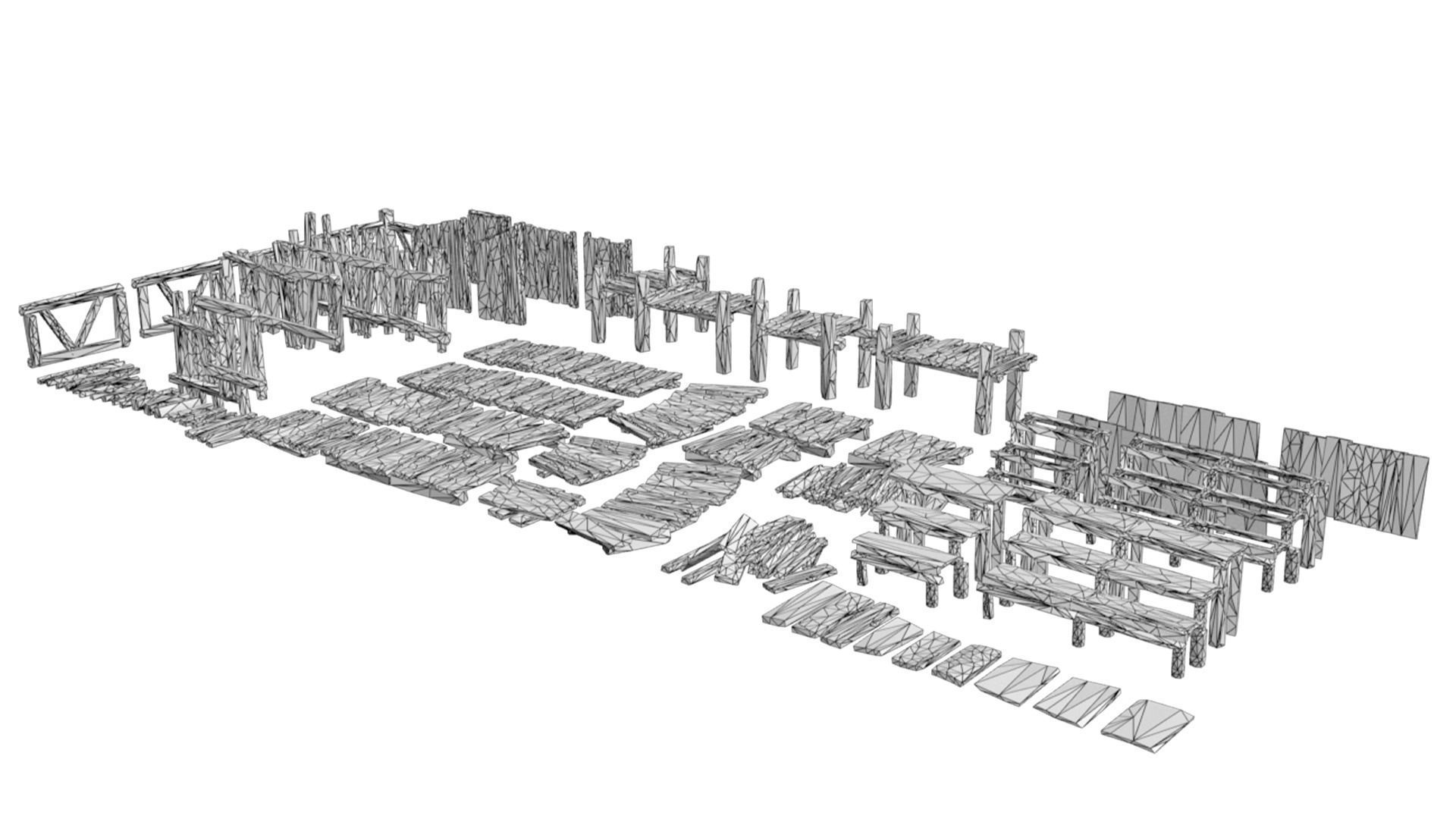 65 Lowpoly Wooden Game Assets - Stylized Low-poly 3D model_20