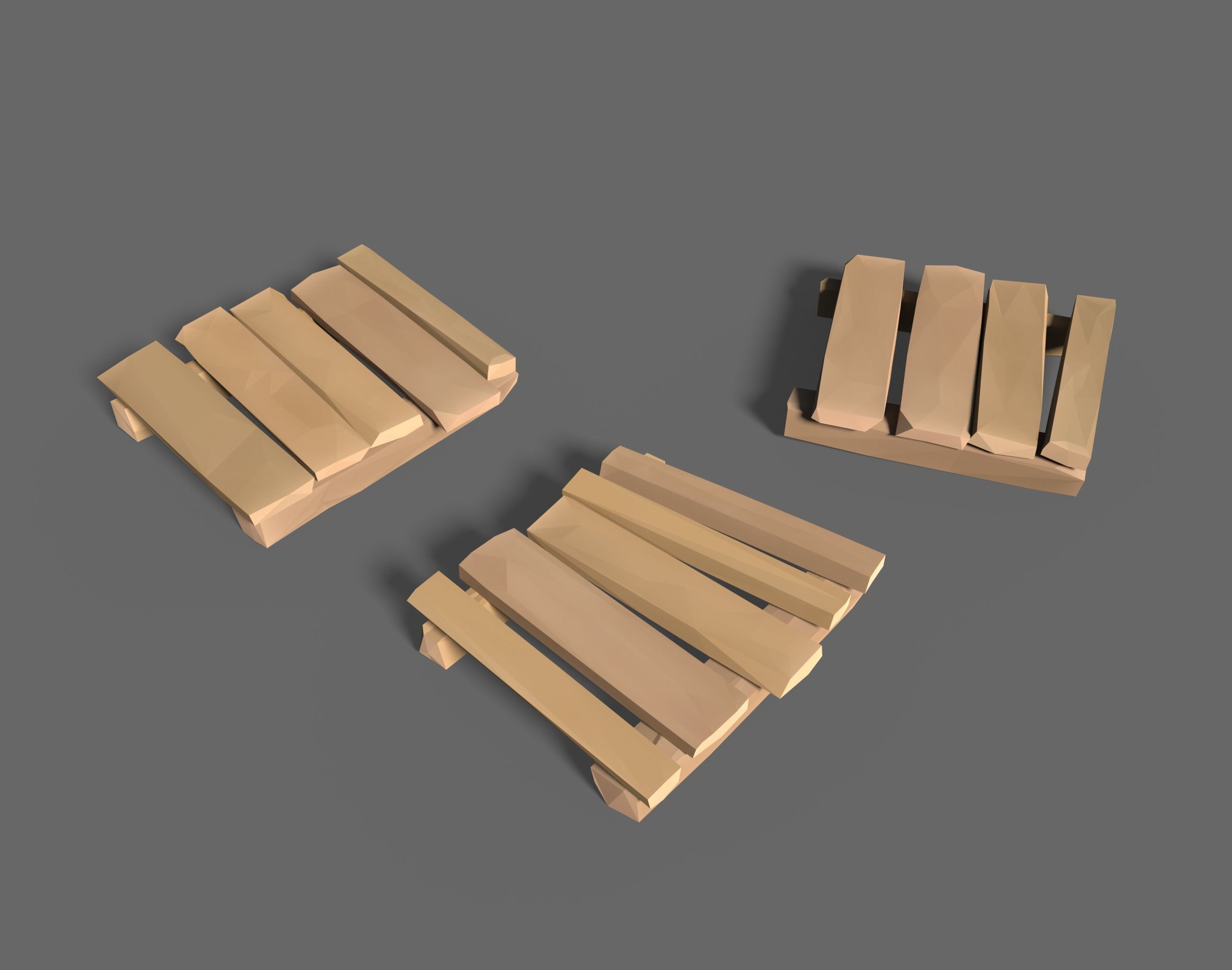 65 Lowpoly Wooden Game Assets - Stylized Low-poly 3D model_17