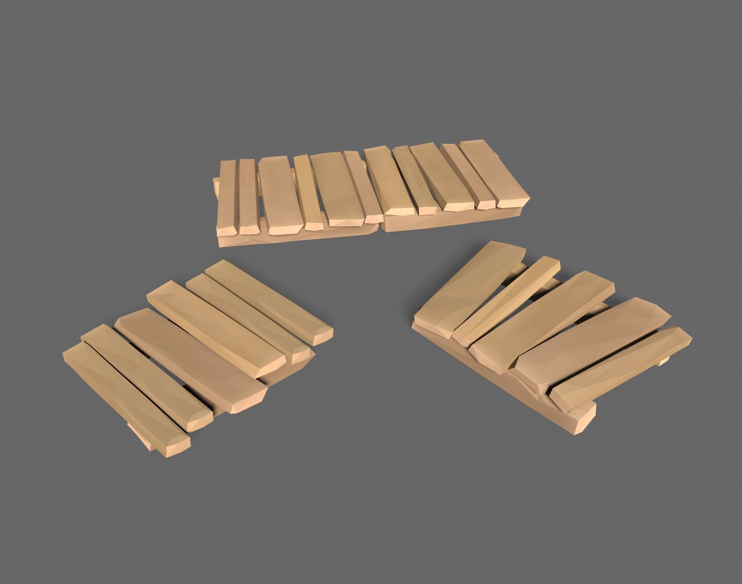 65 Lowpoly Wooden Game Assets - Stylized Low-poly 3D model_13