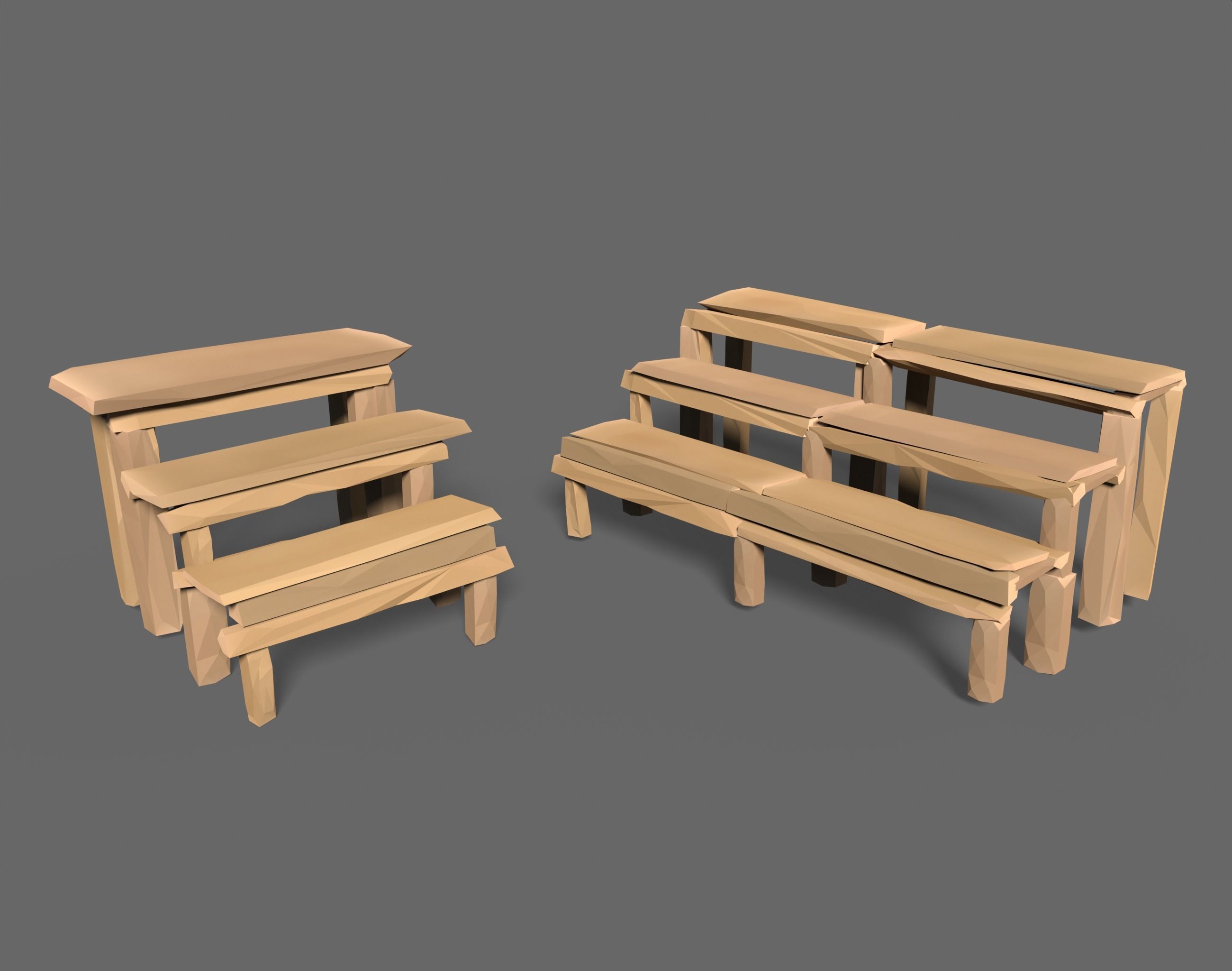 65 Lowpoly Wooden Game Assets - Stylized Low-poly 3D model_9
