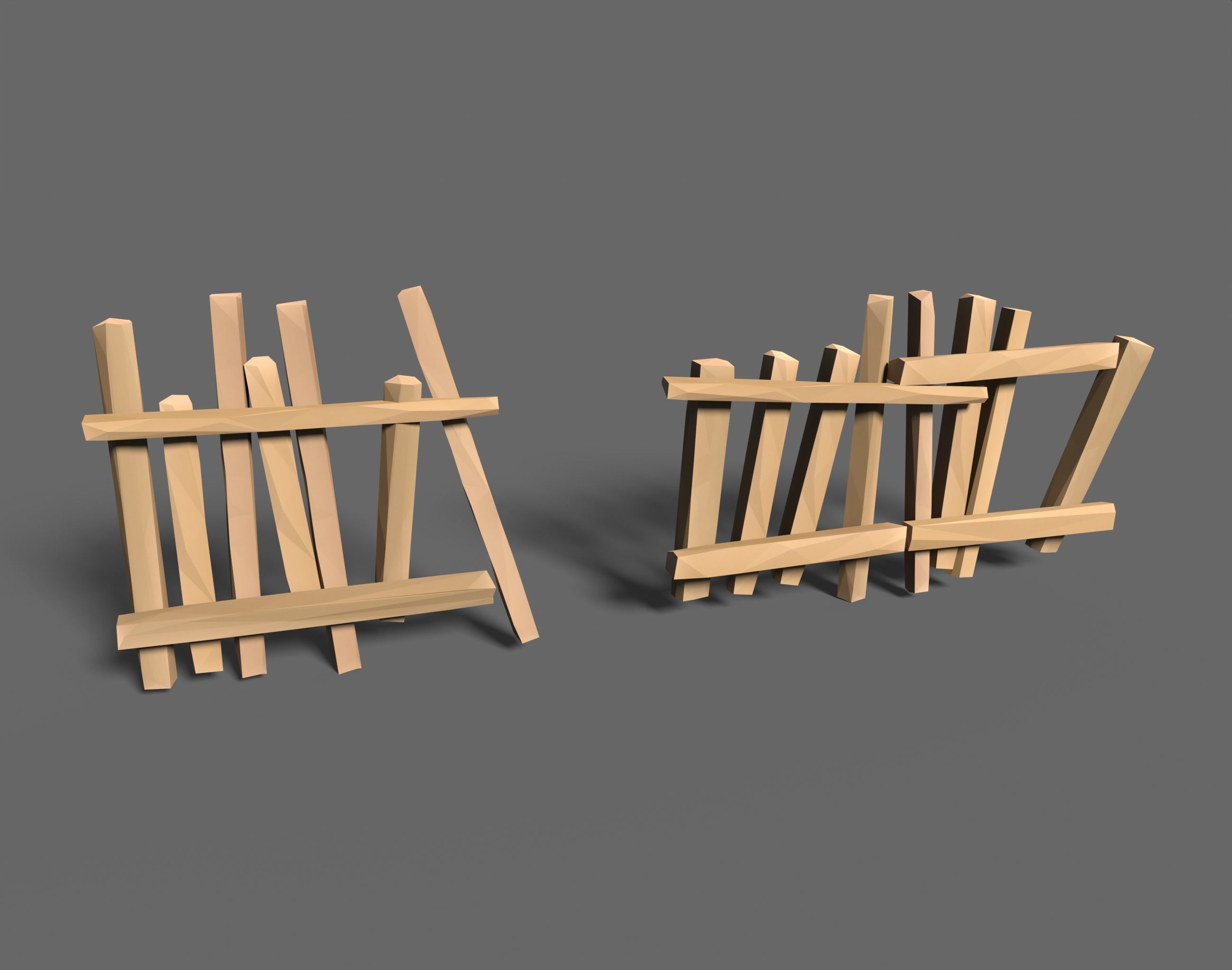 65 Lowpoly Wooden Game Assets - Stylized Low-poly 3D model_4