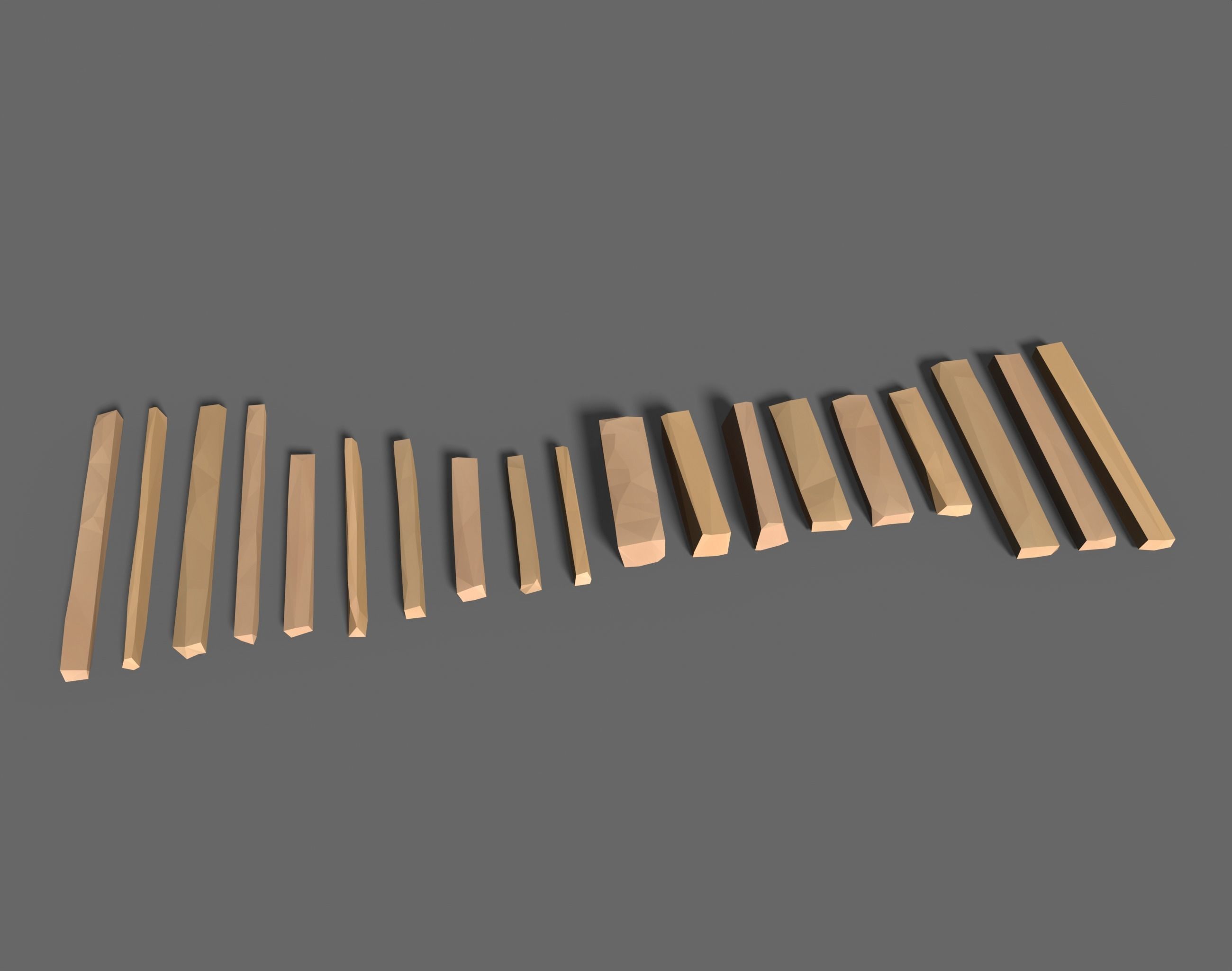 65 Lowpoly Wooden Game Assets - Stylized Low-poly 3D model_2