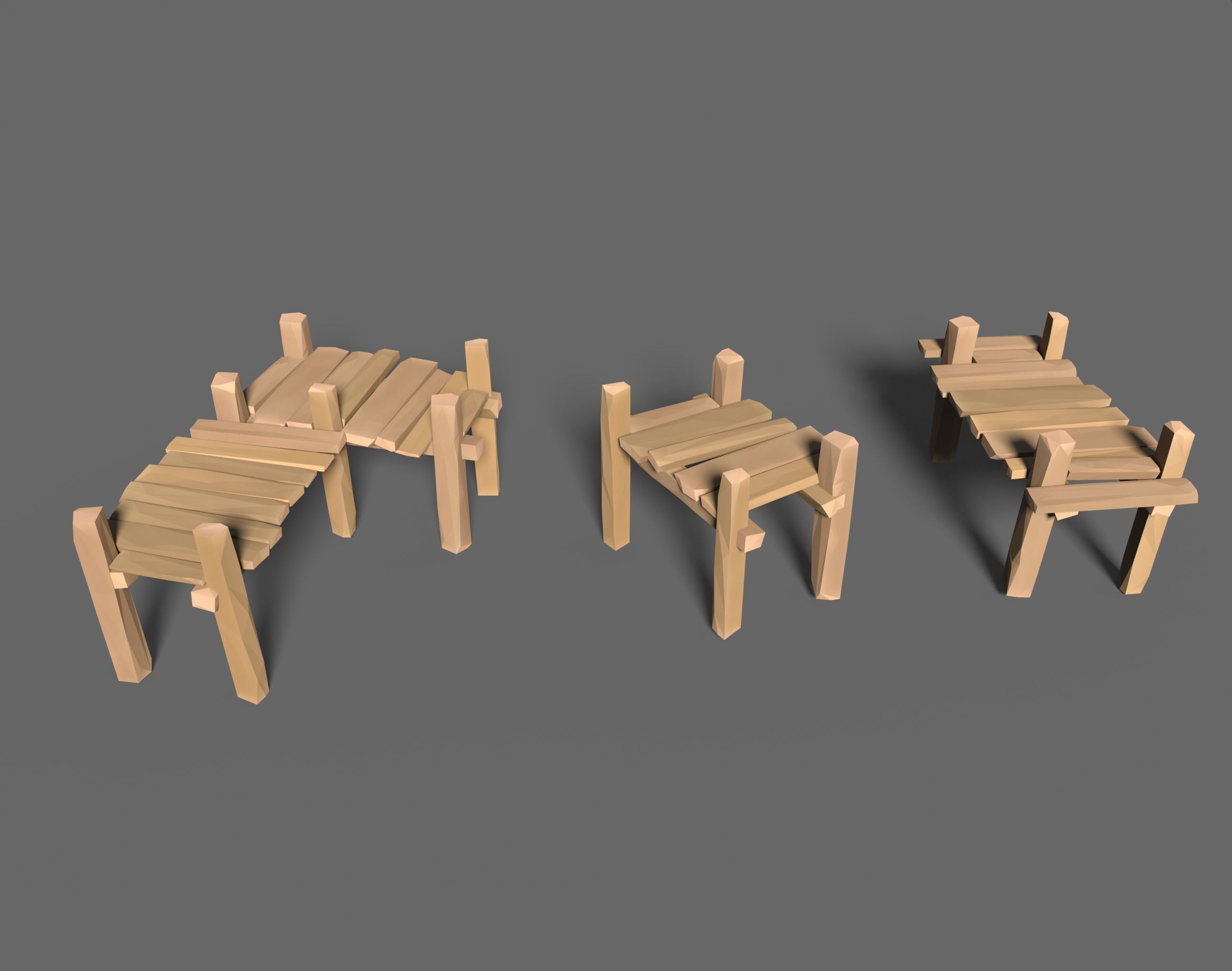 65 Lowpoly Wooden Game Assets - Stylized Low-poly 3D model_6