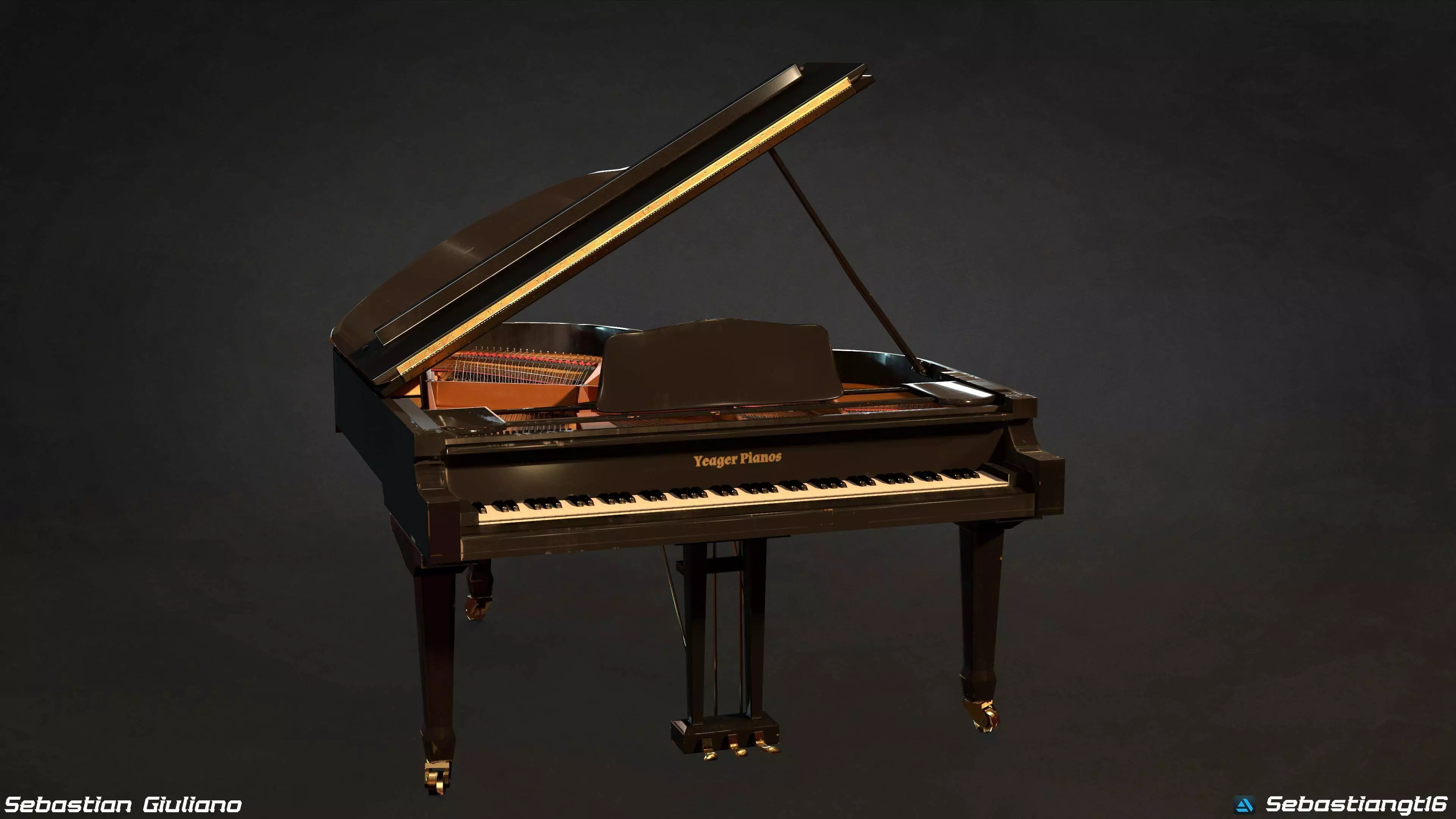 Original Grand Piano Low-poly 3D model