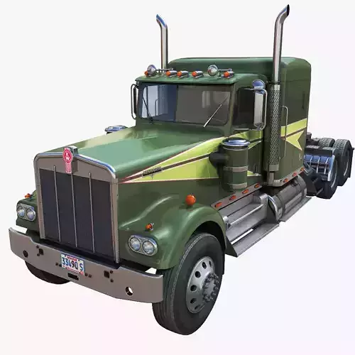 Kenworth W900A sleeper semitruck Low-poly 3D model