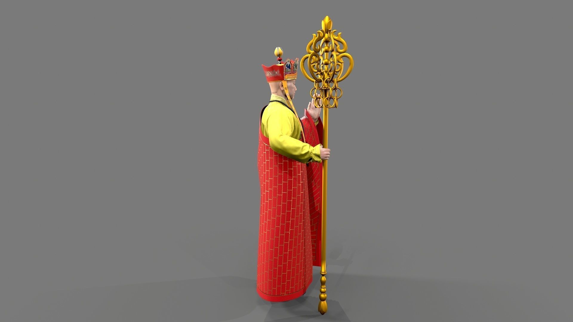 Shaolin monk  Low-poly 3D model_2