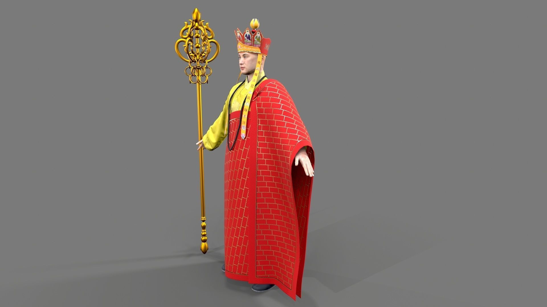 Shaolin monk  Low-poly 3D model_5