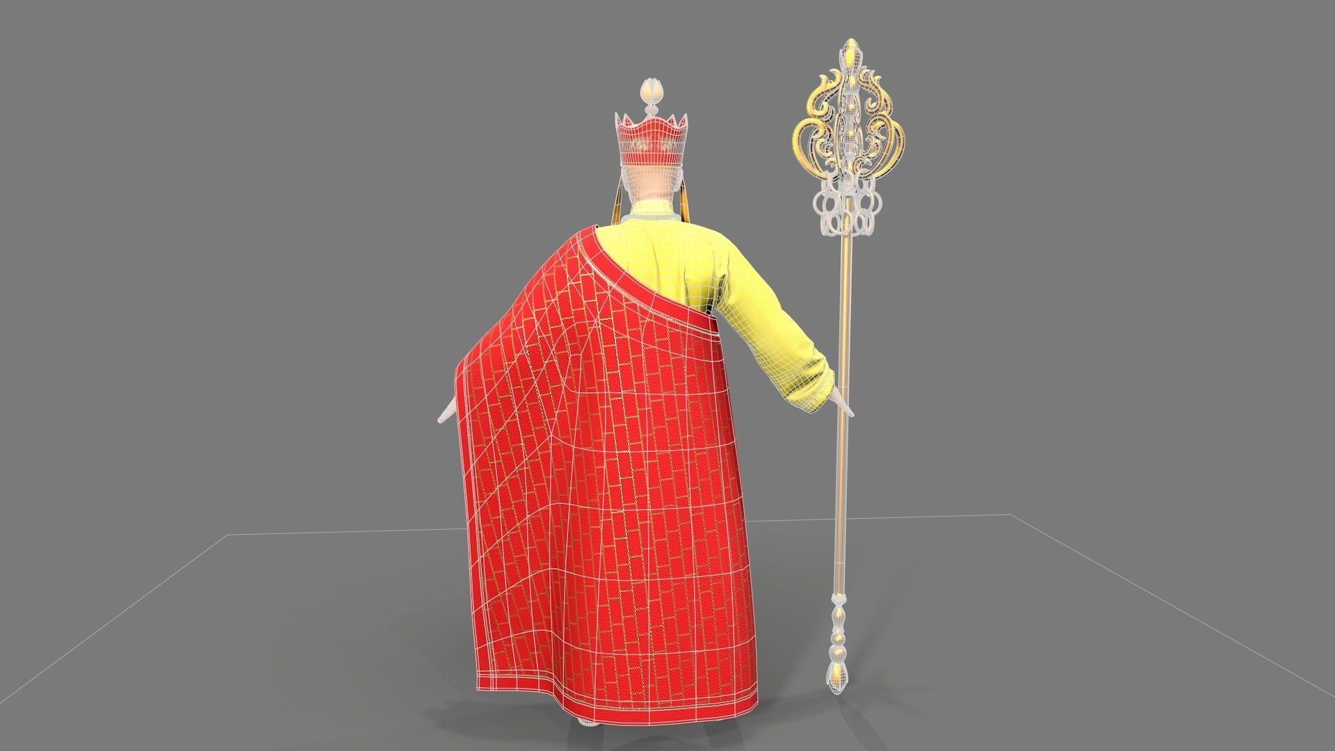 Shaolin monk  Low-poly 3D model_10