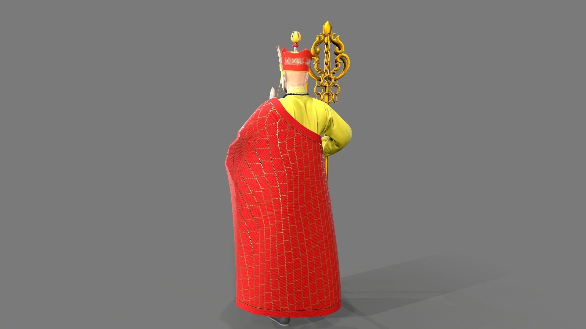 Shaolin monk  Low-poly 3D model_9