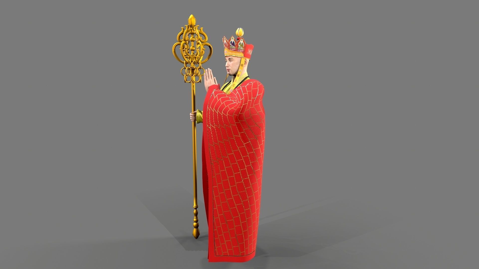 Shaolin monk  Low-poly 3D model_8