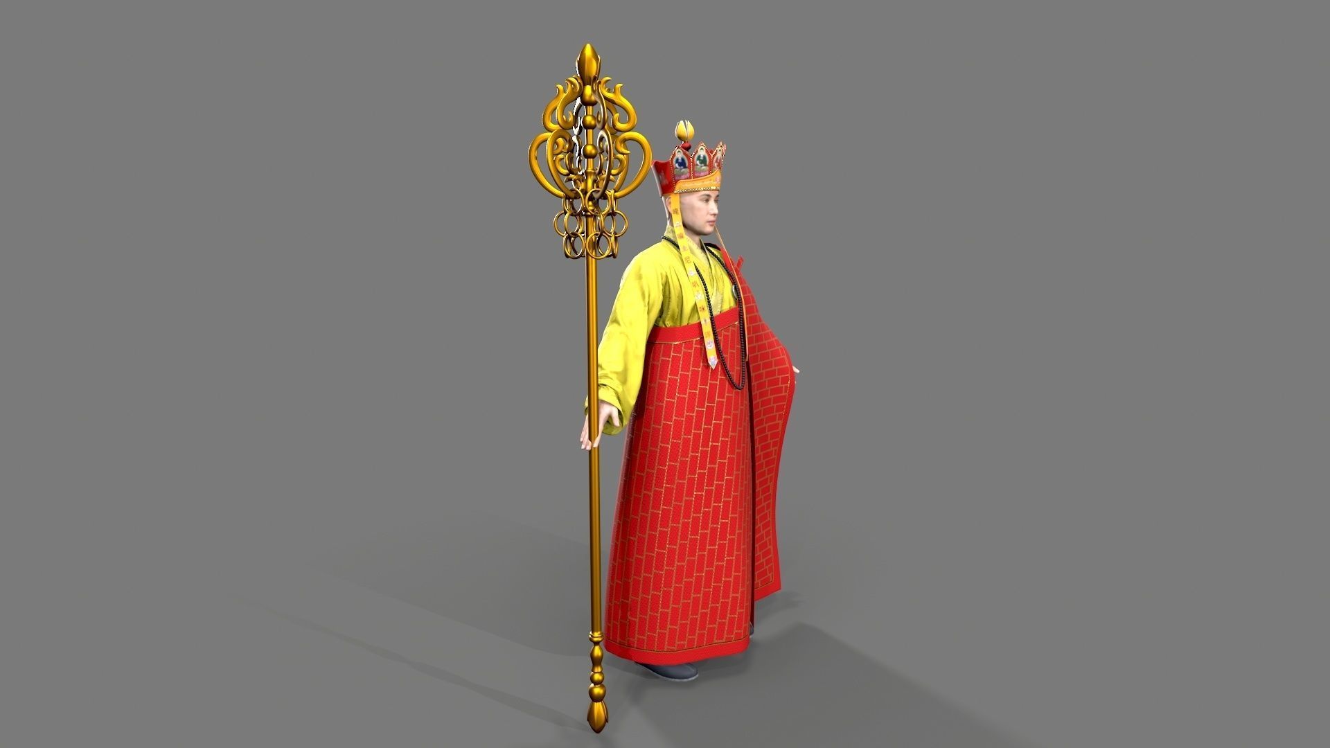 Shaolin monk  Low-poly 3D model_3