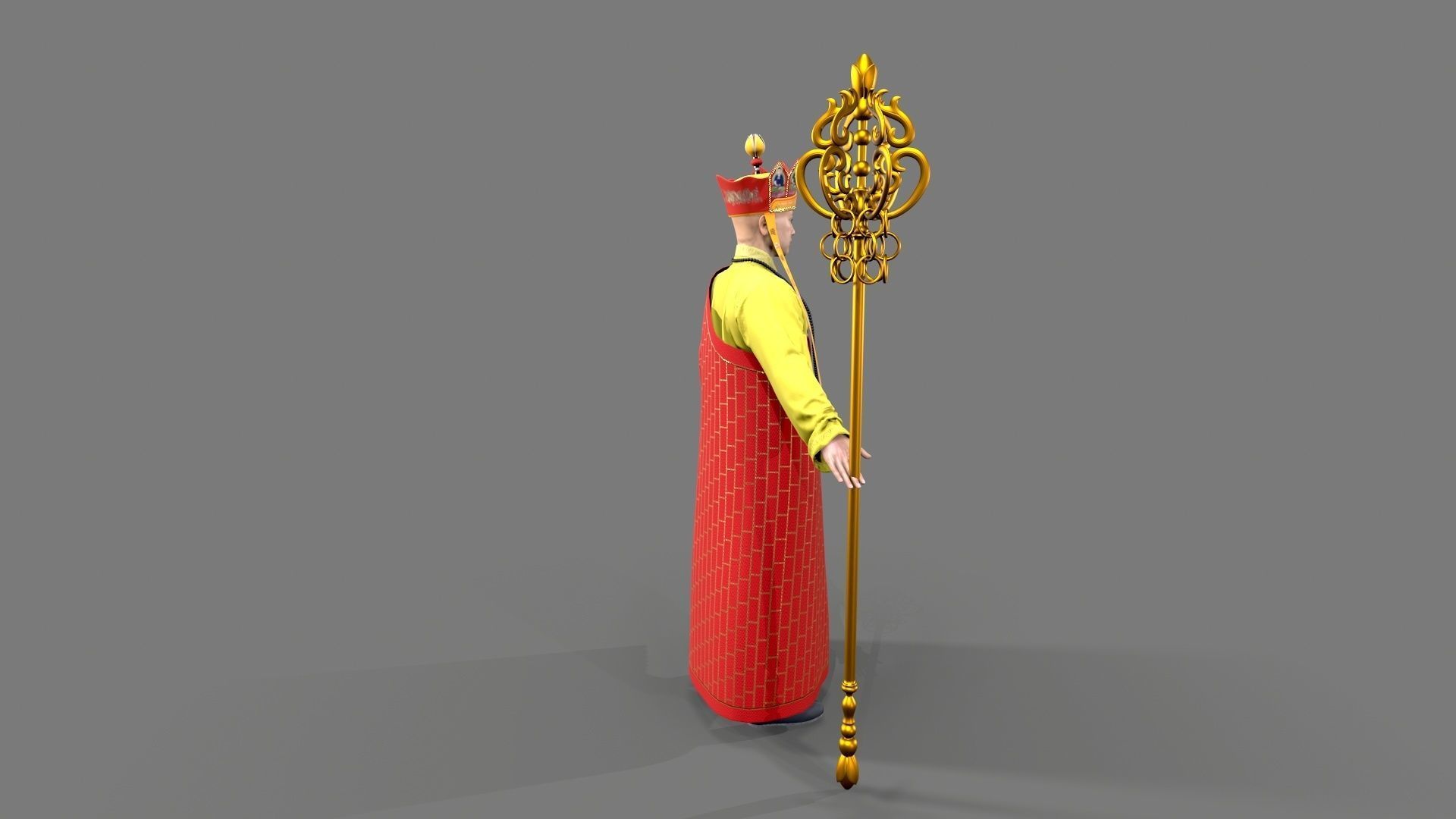 Shaolin monk  Low-poly 3D model_7