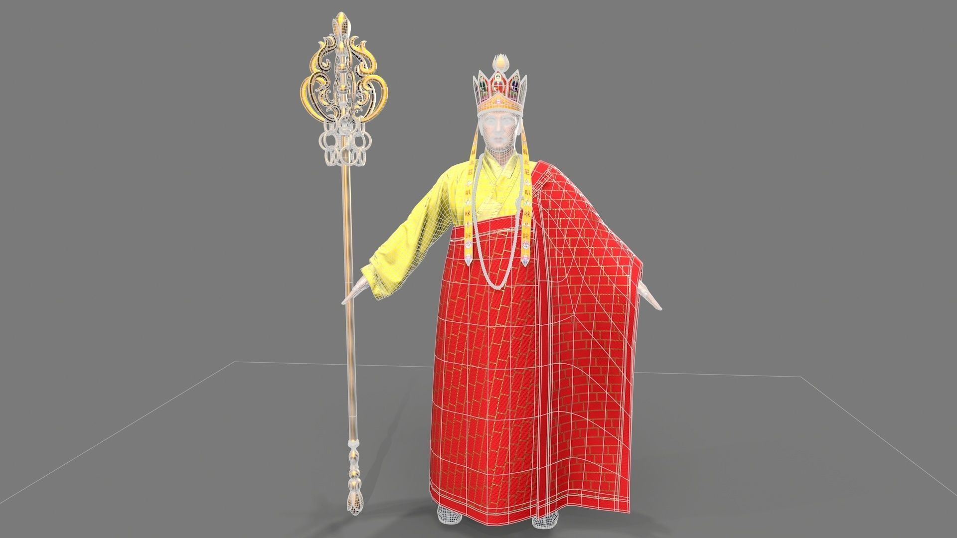 Shaolin monk  Low-poly 3D model_11