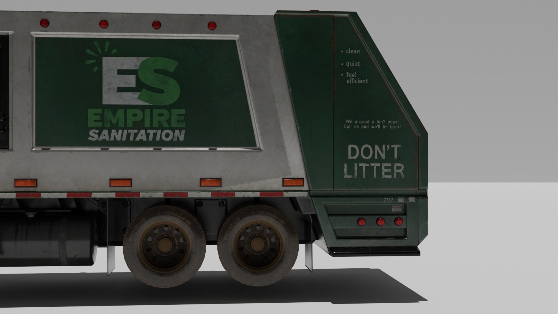 car Garbage truck Low-poly 3D model_7