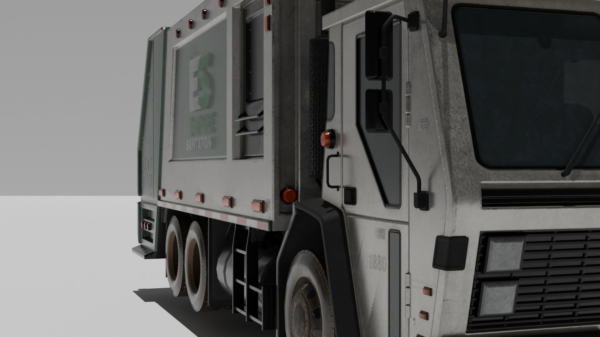 car Garbage truck Low-poly 3D model_1