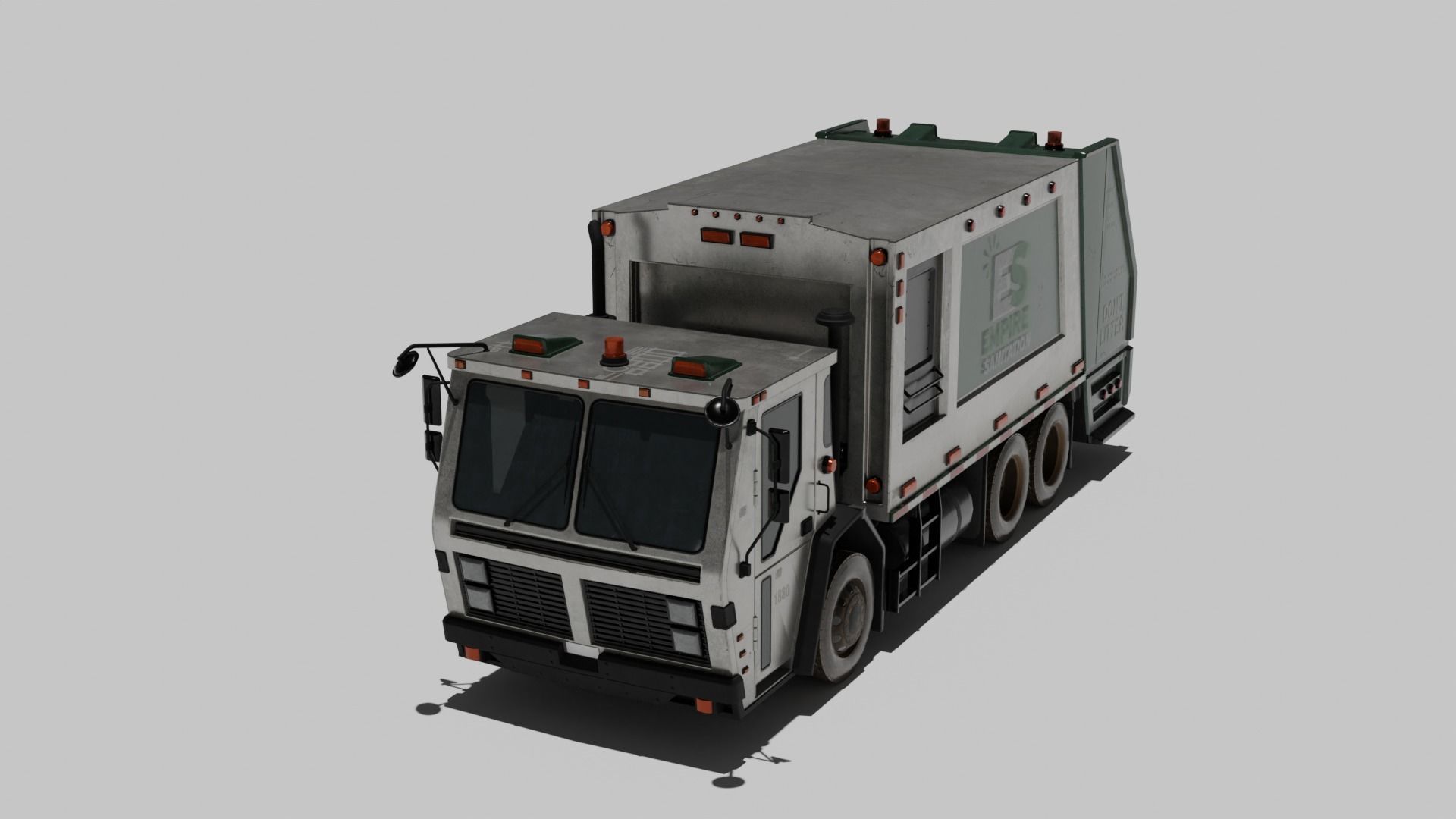 car Garbage truck Low-poly 3D model_2