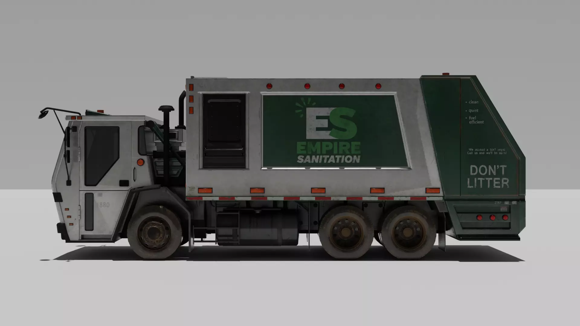 car Garbage truck Low-poly 3D model_0