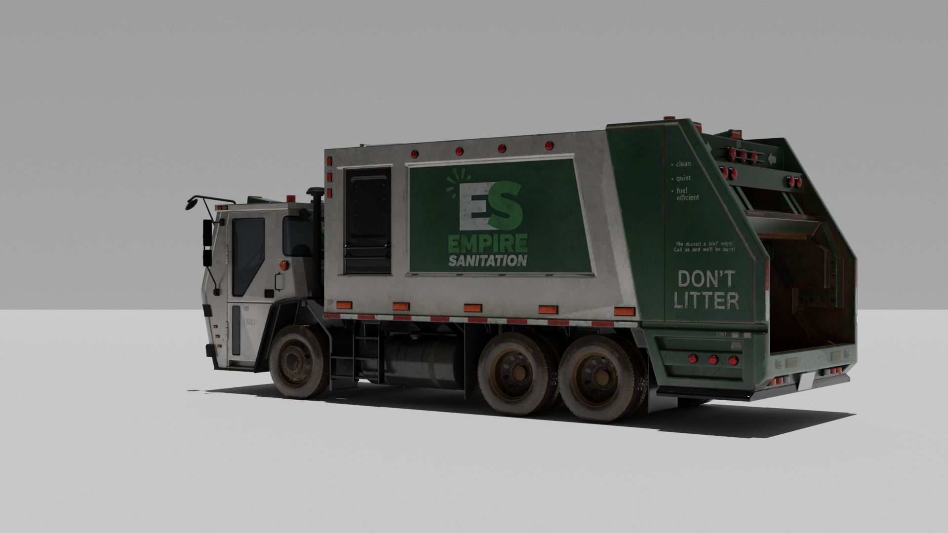 car Garbage truck Low-poly 3D model_5