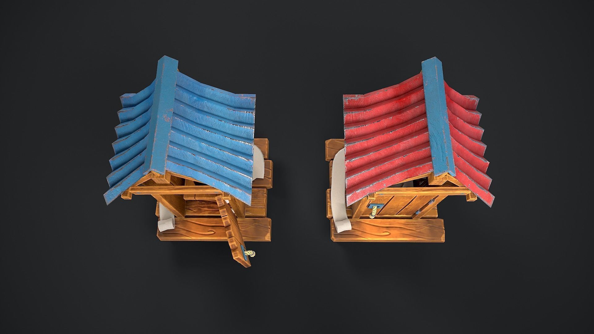 Wooden toilet Rural toilet Village toilet Outdoor privy Low-poly 3D model_9